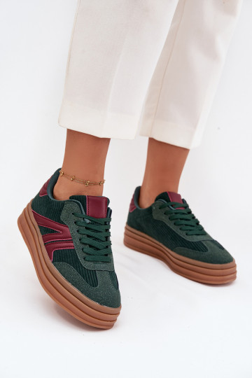 Velvetist Sneakers tüüpi jalanõud Pealiste omad platvormiga Rohelist värvi Skye 2