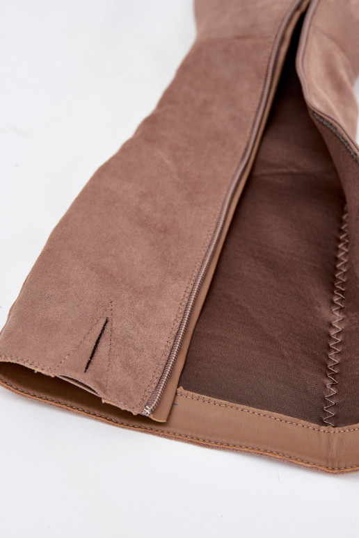 naiste pika säärega saapad kõrge jämeda kontsaga Ze Kuldset värvim Element beeži värvi Nivarae