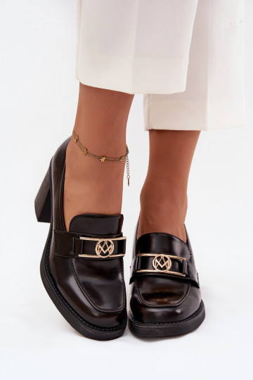 jalatsid Pealiste omad kõrge jämeda kontsaga Ze Kuldset värvim Detalem Czekoladosissee Privelle