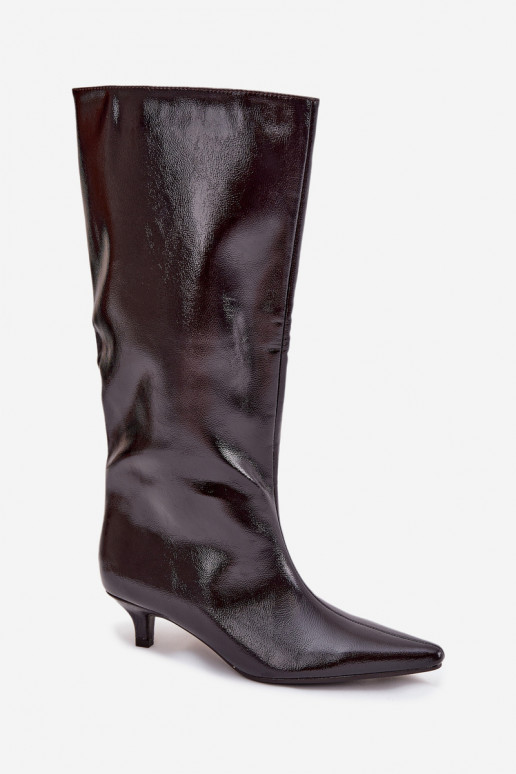 Laque naiste pika säärega saapad Sellel ondala kontsaga bordoo-värvi Mireva Laque naiste pika säärega saapad Sellel ondala kontsaga bordoo-värvi Mireva