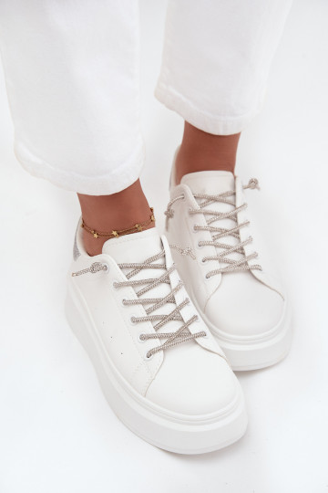 Sneakers tüüpi jalanõud Pealiste omad platvormiga Koos Ornate Paeladm Ja sära valget värvi Belmira