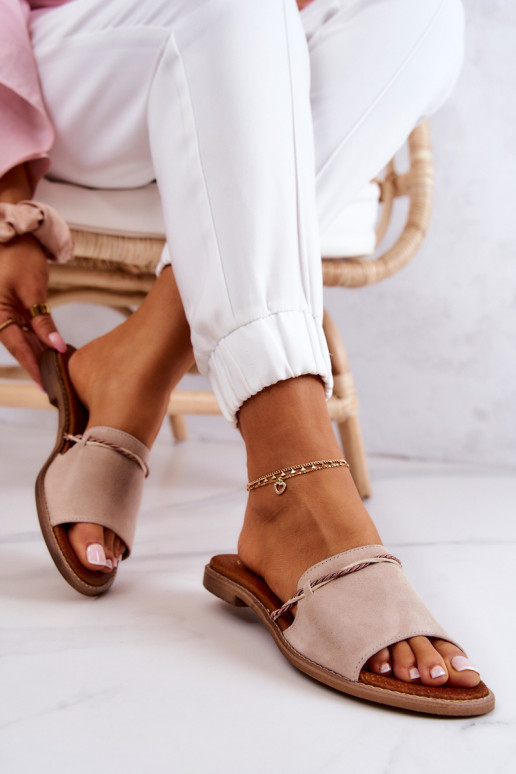 seemisnahksed sussid Lesisseski Shoes 3047 beeži värvi