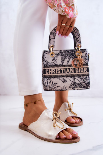 Zazoo 2659 Plätud naturaalsest nahast Pealiste omad Valget-Kuldset värvi