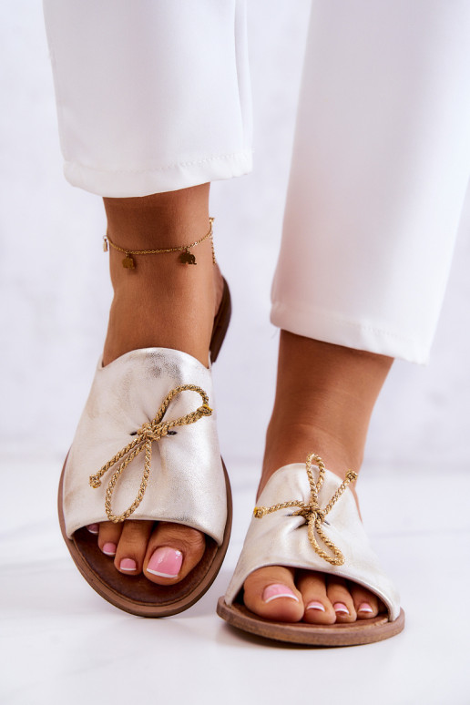 Zazoo 2659 Plätud naturaalsest nahast Pealiste omad Valget-Kuldset värvi