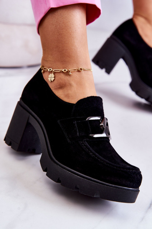 Elegantsed jalatsid kõrge jämeda kontsaga Tumeda kaunistusega msuud Lemar Harmell