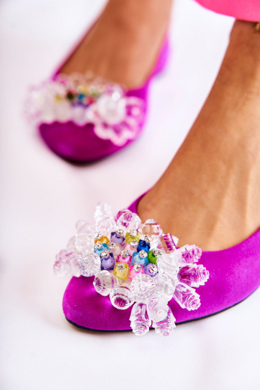 Seemisnahast baleriinad kõrge jämeda kontsaga kaunistustega Tume roosa Elenie Seemisnahast baleriinad kõrge jämeda kontsaga kaunistustega Tume roosa Elenie