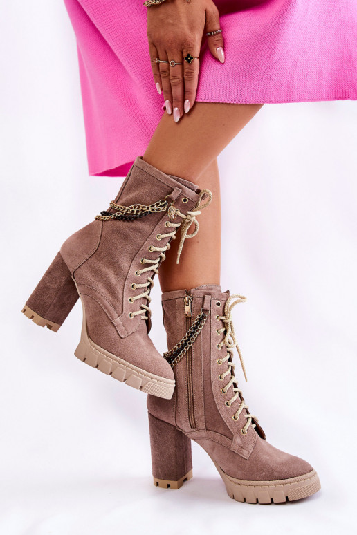 Seemisnahast kingad nööritavad Lesisseski Shoes 3244/G beeži värvi Seemisnahast kingad nööritavad Lesisseski Shoes 3244/G beeži värvi