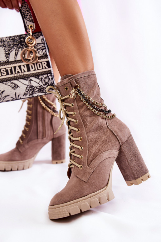 Seemisnahast kingad nööritavad Lesisseski Shoes 3244/G beeži värvi Seemisnahast kingad nööritavad Lesisseski Shoes 3244/G beeži värvi