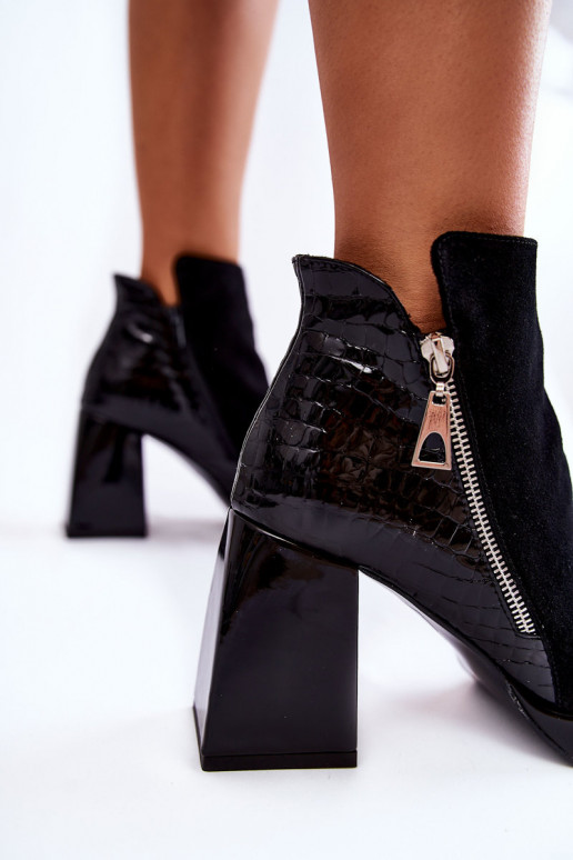 Seemisnahast kingad kõrge jämeda kontsaga Geomeetriline muster msuud Alienore