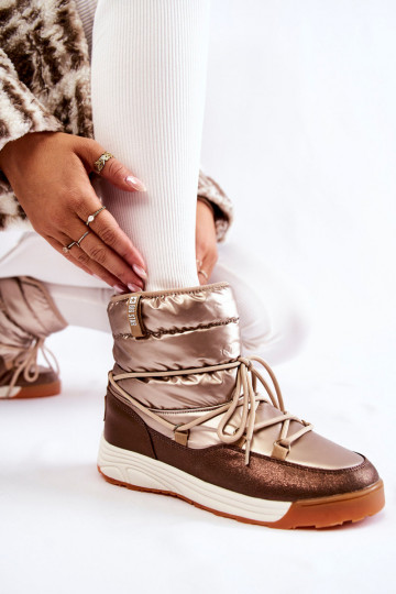 Pealiste omad nööpidega lumesaapad Memory Foam Big Star KK274276 Kuldset värvi-pruunid värvi