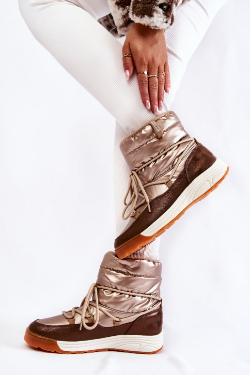 Pealiste omad nööpidega lumesaapad Memory Foam Big Star KK274276 Kuldset värvi-pruunid värvi Pealiste omad nööpidega lumesaapad Memory Foam Big Star KK274276 Kuldset värvi-pruunid värvi