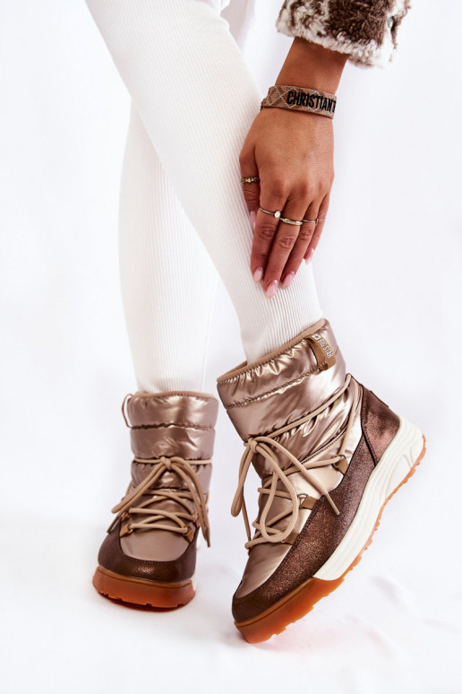 Pealiste omad nööpidega lumesaapad Memory Foam Big Star KK274276 Kuldset värvi-pruunid värvi Pealiste omad nööpidega lumesaapad Memory Foam Big Star KK274276 Kuldset värvi-pruunid värvi