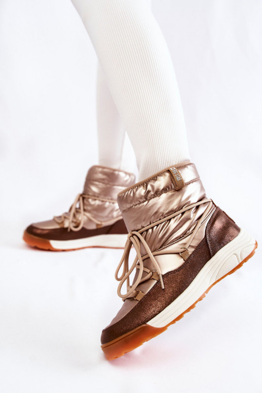 Pealiste omad nööpidega lumesaapad Memory Foam Big Star KK274276 Kuldset värvi-pruunid värvi Pealiste omad nööpidega lumesaapad Memory Foam Big Star KK274276 Kuldset värvi-pruunid värvi