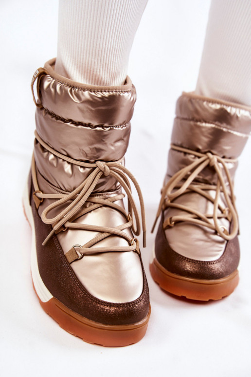 Pealiste omad nööpidega lumesaapad Memory Foam Big Star KK274276 Kuldset värvi-pruunid värvi Pealiste omad nööpidega lumesaapad Memory Foam Big Star KK274276 Kuldset värvi-pruunid värvi