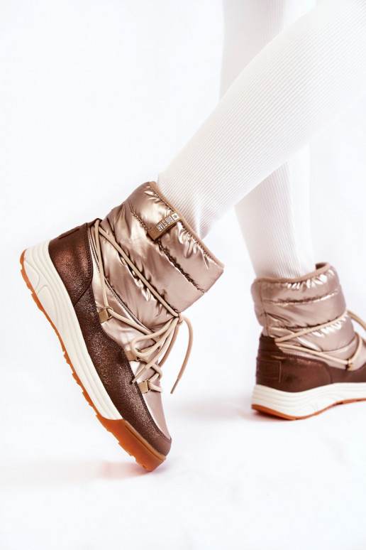 Pealiste omad nööpidega lumesaapad Memory Foam Big Star KK274276 Kuldset värvi-pruunid värvi Pealiste omad nööpidega lumesaapad Memory Foam Big Star KK274276 Kuldset värvi-pruunid värvi