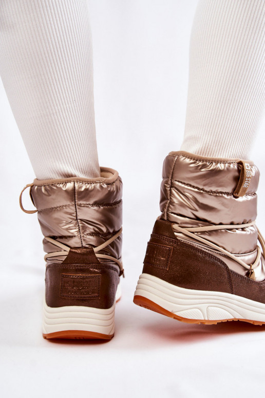 Pealiste omad nööpidega lumesaapad Memory Foam Big Star KK274276 Kuldset värvi-pruunid värvi Pealiste omad nööpidega lumesaapad Memory Foam Big Star KK274276 Kuldset värvi-pruunid värvi