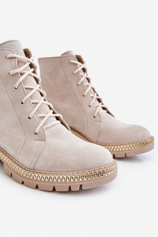 Pealiste poolsaapad laiade nööridega Lesisseski Shoes 3285 Elevandiluu värvi Pealiste poolsaapad laiade nööridega Lesisseski Shoes 3285 Elevandiluu värvi