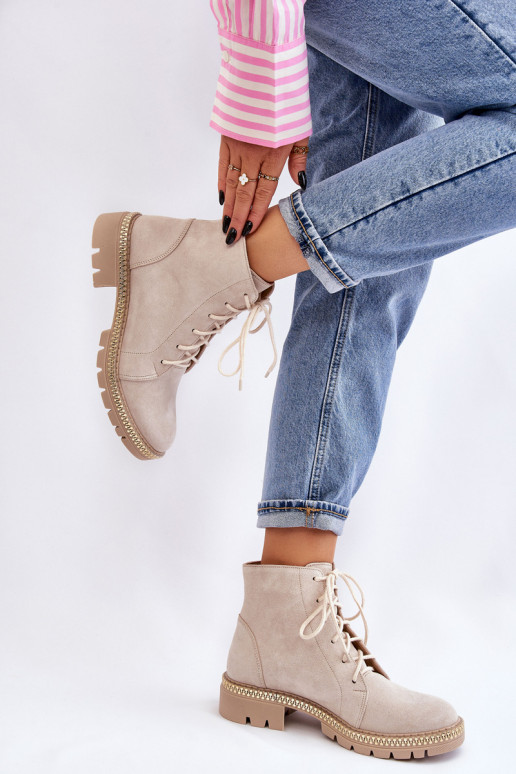 Pealiste poolsaapad laiade nööridega Lesisseski Shoes 3285 Elevandiluu värvi Pealiste poolsaapad laiade nööridega Lesisseski Shoes 3285 Elevandiluu värvi