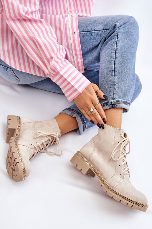 Pealiste poolsaapad laiade nööridega Lesisseski Shoes 3285 Elevandiluu värvi Pealiste poolsaapad laiade nööridega Lesisseski Shoes 3285 Elevandiluu värvi