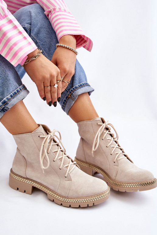 Pealiste poolsaapad laiade nööridega Lesisseski Shoes 3285 Elevandiluu värvi Pealiste poolsaapad laiade nööridega Lesisseski Shoes 3285 Elevandiluu värvi