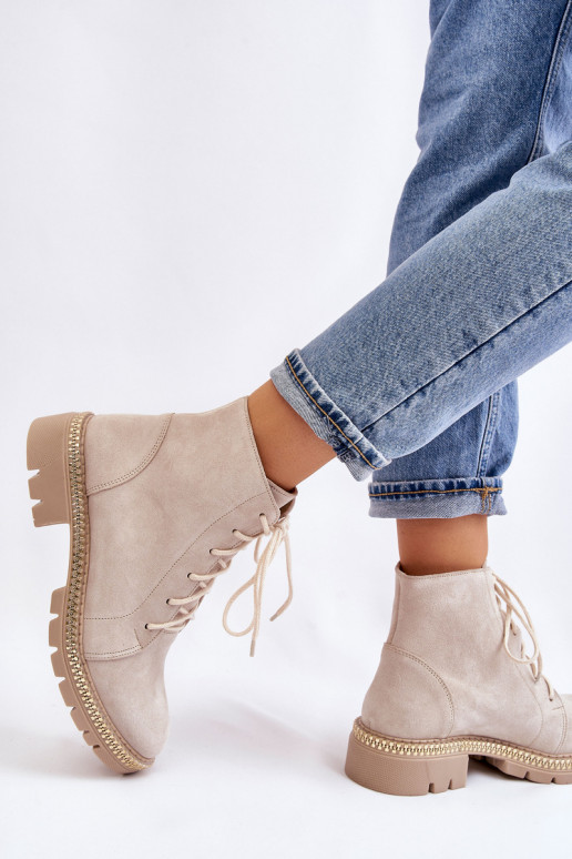 Pealiste poolsaapad laiade nööridega Lesisseski Shoes 3285 Elevandiluu värvi Pealiste poolsaapad laiade nööridega Lesisseski Shoes 3285 Elevandiluu värvi