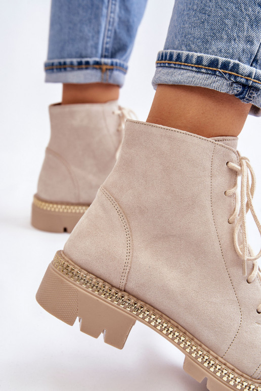 Pealiste poolsaapad laiade nööridega Lesisseski Shoes 3285 Elevandiluu värvi Pealiste poolsaapad laiade nööridega Lesisseski Shoes 3285 Elevandiluu värvi