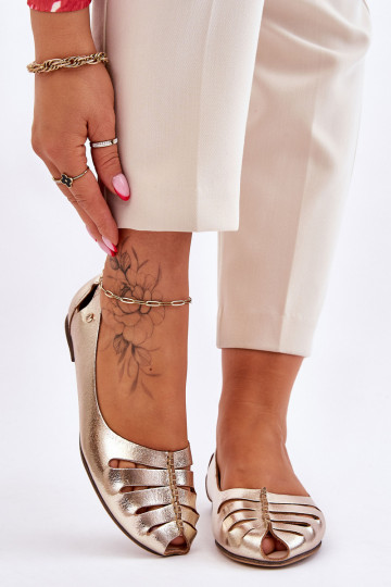 Zazoo 10009 Mugavad naturaalsest nahast baleriinad Pealiste omad Kuldset värvi