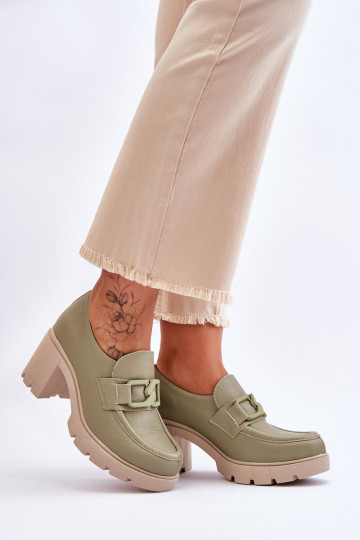 Elegantsed jalatsid kõrge jämeda kontsaga kaunistustega Rohelist värvi Lemar Harmell 2