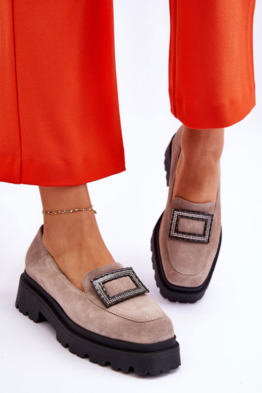 Mugav Seemisnahast mokassiinid beeži värvi Agathe Mugav Seemisnahast mokassiinid beeži värvi Agathe