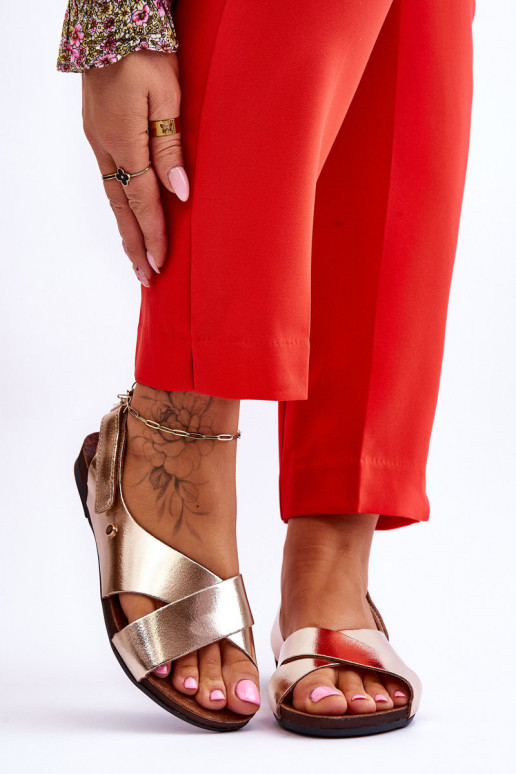 Zazoo 40141 Pealistesandaalid krõpsudega kinnitatav Kuldset värvi