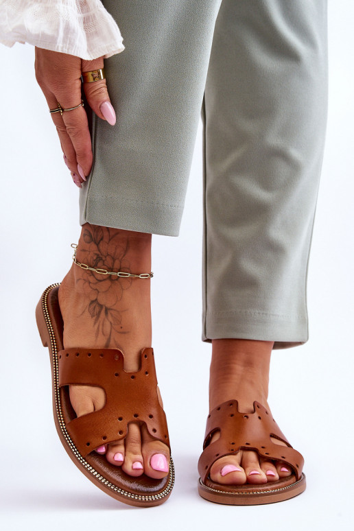 Zazoo 40326 Pealiste omad Sussid Dekoratiivsete väljalõigetega pruunid värvi Zazoo 40326 Pealiste omad Sussid Dekoratiivsete väljalõigetega pruunid värvi