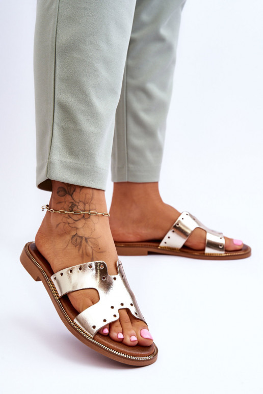 Zazoo 40326 Pealiste omad Sussid Dekoratiivsete väljalõigetega Kuldset värvi Zazoo 40326 Pealiste omad Sussid Dekoratiivsete väljalõigetega Kuldset värvi