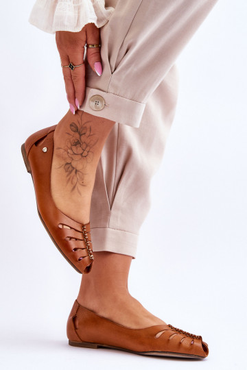 Zazoo 10009 Mugavad naturaalsest nahast baleriinad Pealiste omad pruunid värvi 2