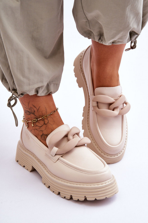 Pealhk Mokassiinid jalatsid Big Star LL274581 beeži värvi Pealhk Mokassiinid jalatsid Big Star LL274581 beeži värvi