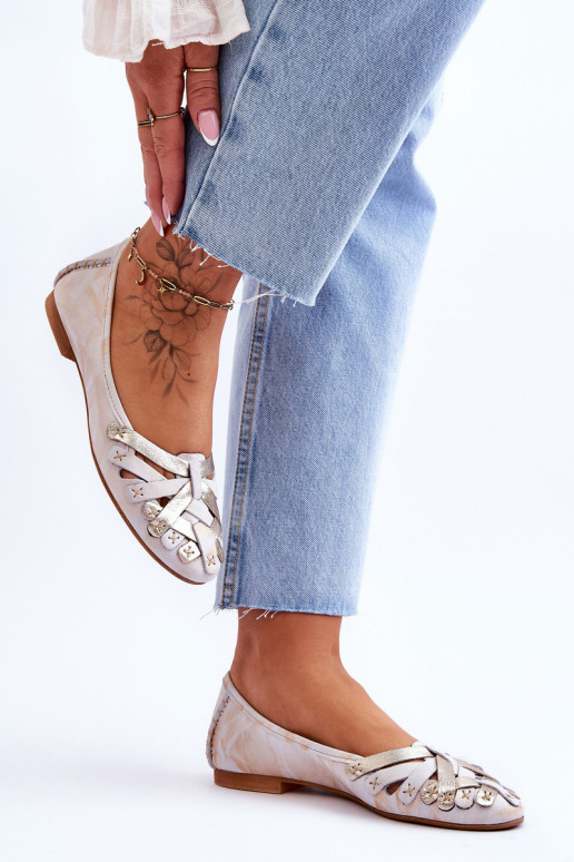 Pealiste omad Baleriinad Sellel onciejka 01358-22 beeži värvi-Kuldset värvi Pealiste omad Baleriinad Sellel onciejka 01358-22 beeži värvi-Kuldset värvi