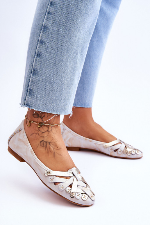 Pealiste omad Baleriinad Sellel onciejka 01358-22 beeži värvi-Kuldset värvi Pealiste omad Baleriinad Sellel onciejka 01358-22 beeži värvi-Kuldset värvi