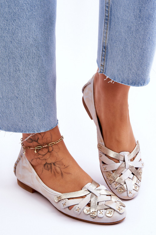 Pealiste omad Baleriinad Sellel onciejka 01358-22 beeži värvi-Kuldset värvi Pealiste omad Baleriinad Sellel onciejka 01358-22 beeži värvi-Kuldset värvi