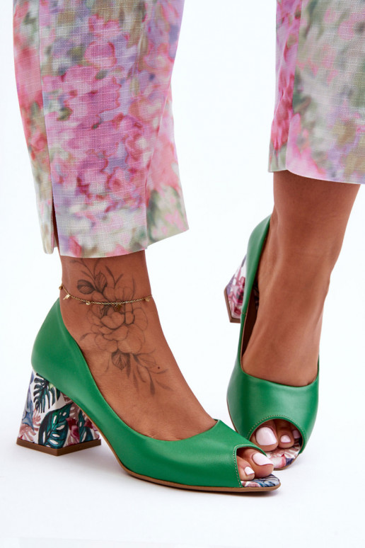 Pealhk Kingad dekoreeritud kontsaga Lesisseski Shoes 2608/K Rohelist värvi Pealhk Kingad dekoreeritud kontsaga Lesisseski Shoes 2608/K Rohelist värvi