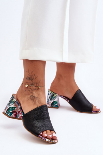 Pealiste omad Plätud naturaalsest nahast kõrge jämeda kontsaga Lesisseski Shoes 3209/K msuud