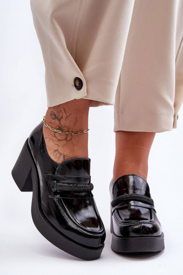 Pealhk jalatsid kõrge jämeda kontsaga kaunistustega msuud Lemar Gelanor