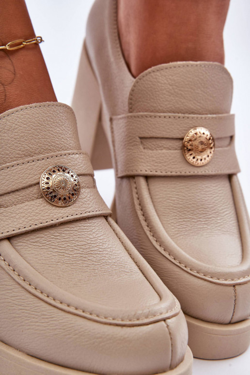 Pealhk jalatsid Pealiste omad kõrge jämeda kontsaga beeži värvi Lemar Dunadia