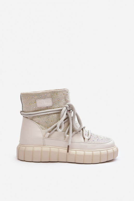 voodriga nööpidega lumesaapad Kaunistustega Kivikividega GOE MM2N4081 beeži värvi voodriga nööpidega lumesaapad Kaunistustega Kivikividega GOE MM2N4081 beeži värvi