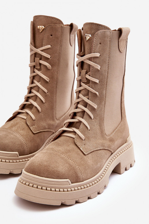 seemisnakhsed Pealiste omad saapad nööritavad beeži värvi Nicole 2836