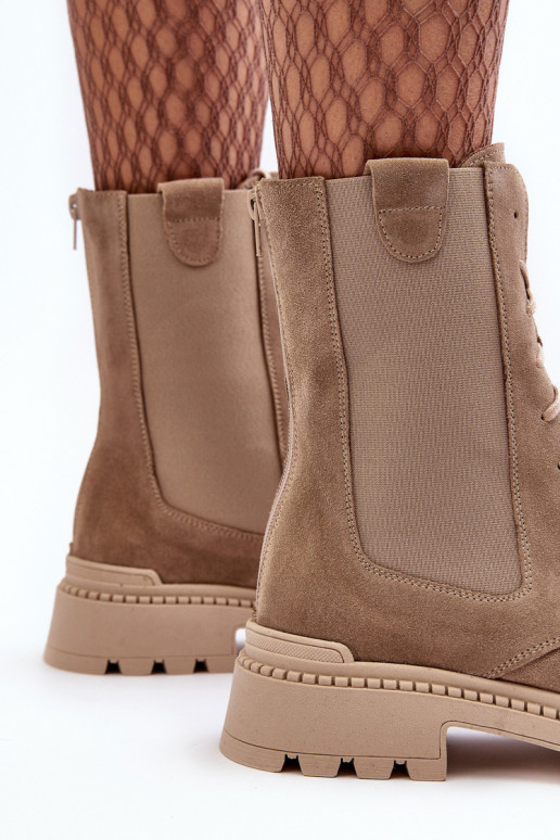 seemisnakhsed Pealiste omad saapad nööritavad beeži värvi Nicole 2836