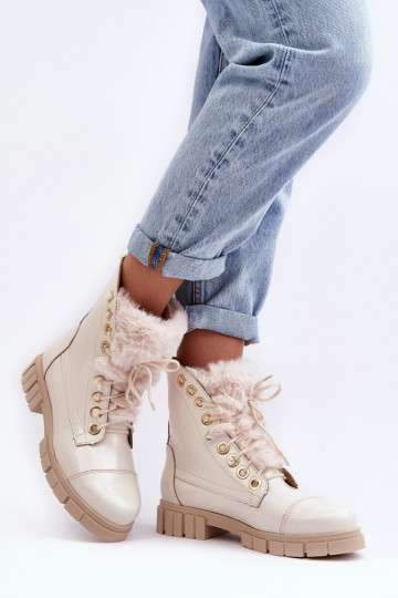 Pealhk Pealiste poolsaapad karusnahaga Elevandiluu värvi Lesisseski 3296