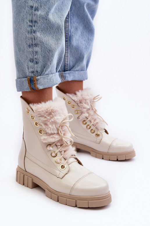 Pealhk Pealiste poolsaapad karusnahaga Elevandiluu värvi Lesisseski 3296