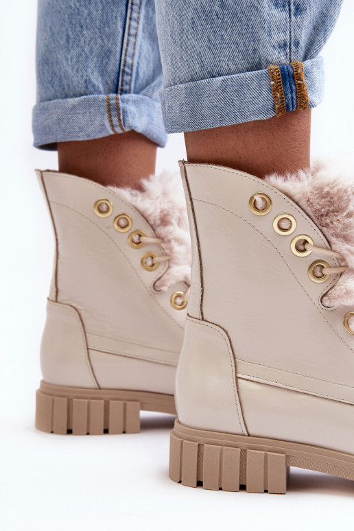 Pealhk Pealiste poolsaapad karusnahaga Elevandiluu värvi Lesisseski 3296