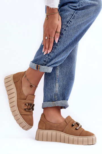 seemisnakhsed jalatsid Pealiste omad platvormiga kaunistustega beeži värvi Lesisseski 3398