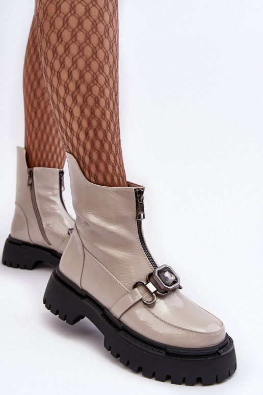 Laque Pealiste omad Pealiste poolsaapad tõmblukuga D&A MR870-94 Halli värvi Laque Pealiste omad Pealiste poolsaapad tõmblukuga D&A MR870-94 Halli värvi