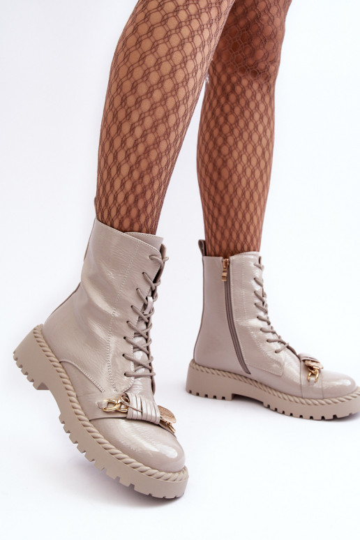 Pealiste omad Laque saapad kaunistustega D&A MR870-67 Halli värvi Pealiste omad Laque saapad kaunistustega D&A MR870-67 Halli värvi